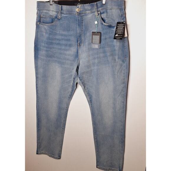 Lularoe High Rise Slim Straight Jean 40 (20-21W) Magic Waist Light Wash Stretch - Picture 2 of 8